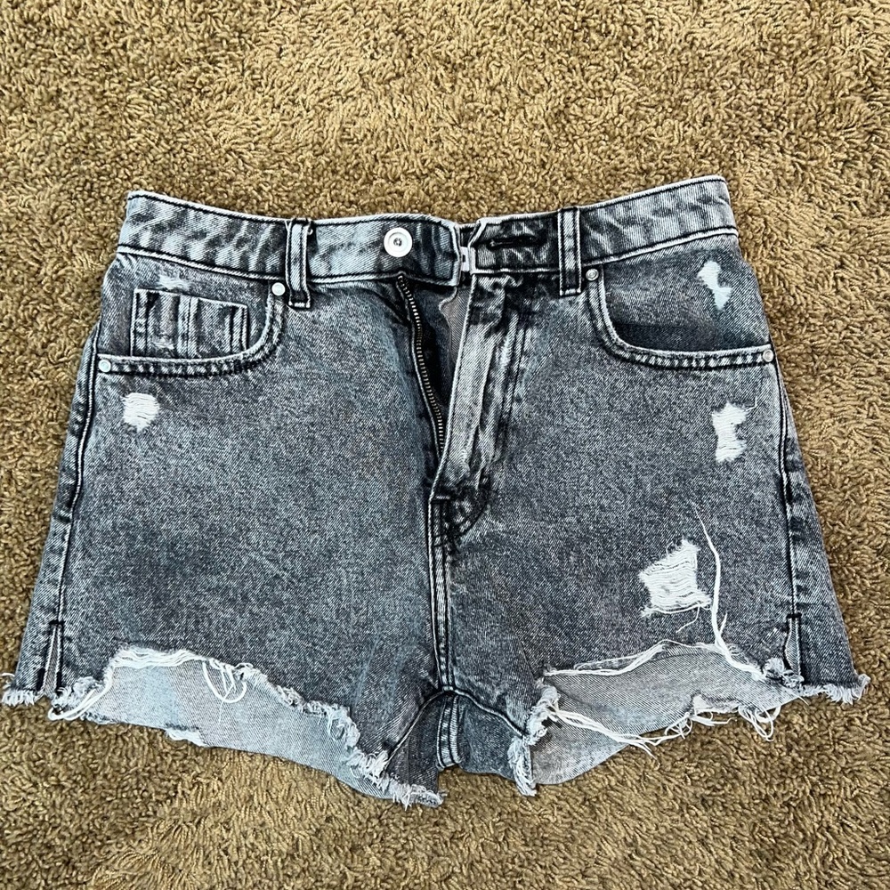 Distressed Denim Women Shorts - Gray